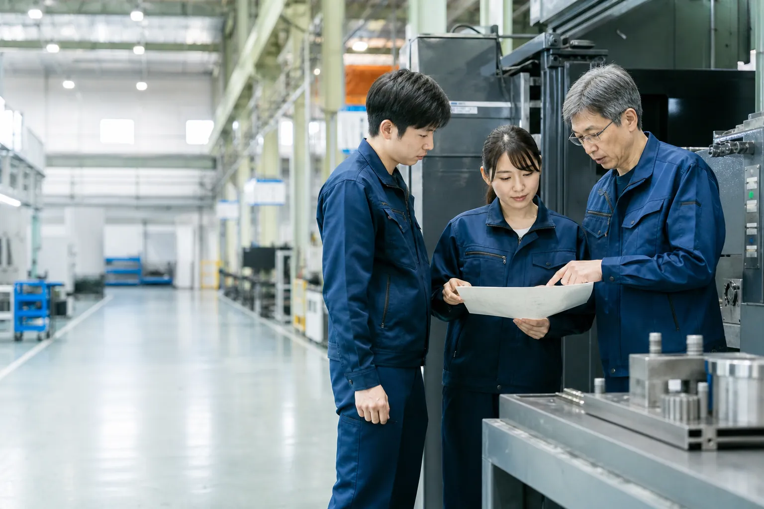 図面を確認する製造チーム